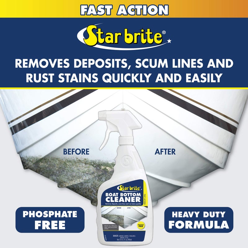 Star Brite منظف قاع القارب الثقيل من ستار برايت - يزيل الرواسب والبقع، للأسطح المصنوعة من الألياف الزجاجية، الخشب، الحديد، والأسطح المطلية، 32 أونصة رذاذ (092232P) - Image 1